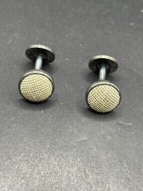 Vintage Hugo Boss Signed Silver Tone Woven Fabric Round Men's Cuff Link